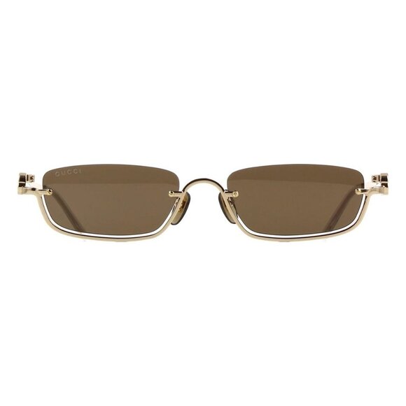 New GUCCI Gold Semi Rimless Rectangle GG1278S 1 Sunglasses Women - Picture 2 of 3